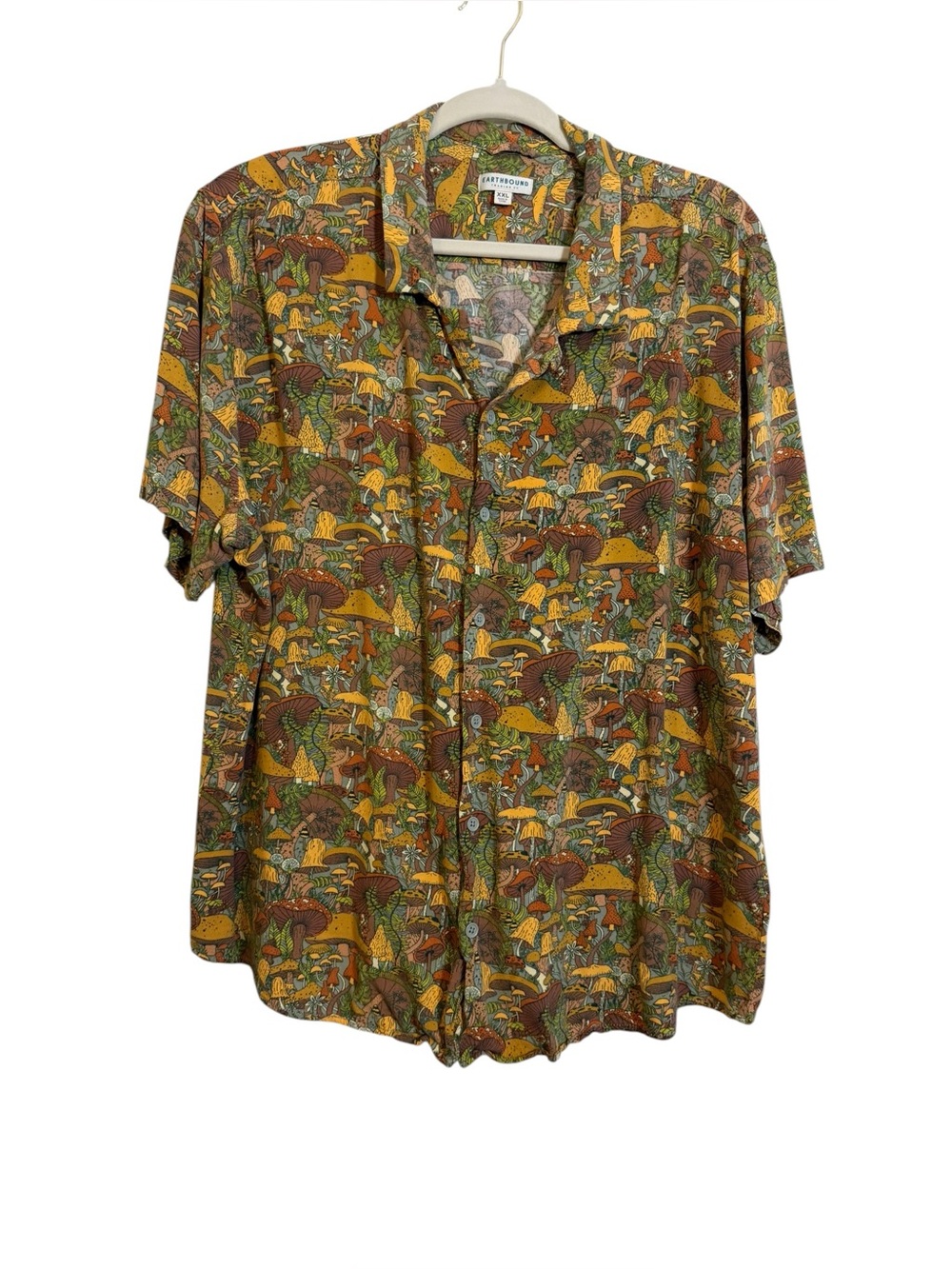 Earthbound Trippy Mushroom Button-Up sz XXL